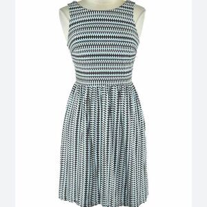 Loft Blue and White Printed Midi Sleeveless Dress Size Small